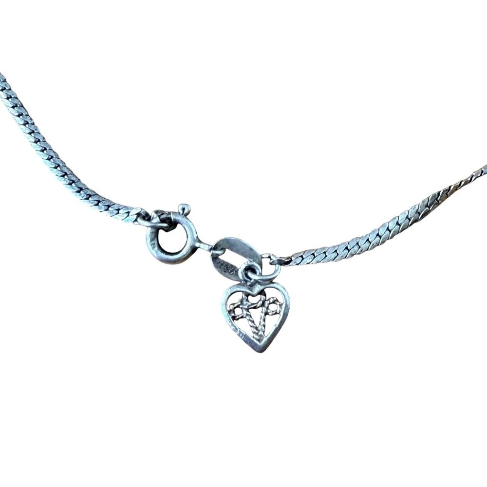 Sterling Silver Ankle Bracelet With Heart Charm 925 Anklet 10 Inches
